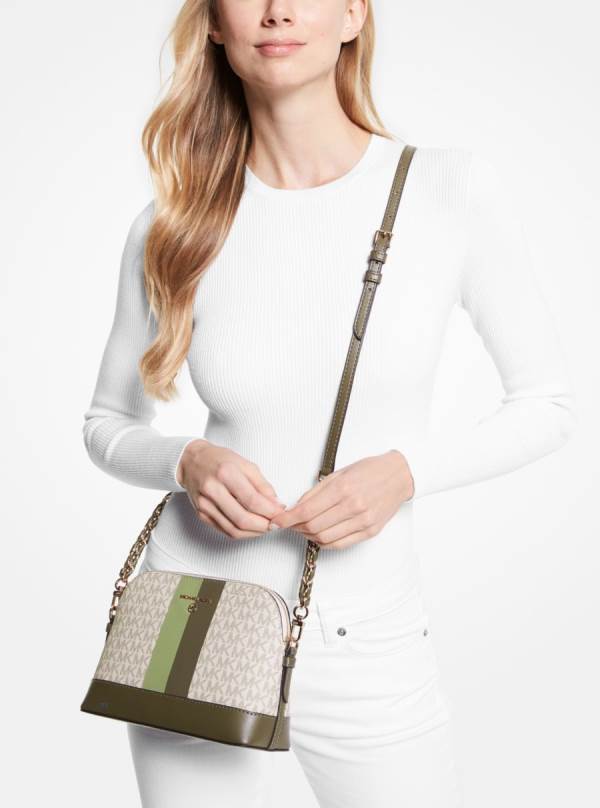 Damske Spojková Taška Michael Kors Large Logo Stripe Dome Svetlo Olivovo Zelená Olivovo Zelená - Kabelky Michael Kors Sleva | HSNOQ-1987